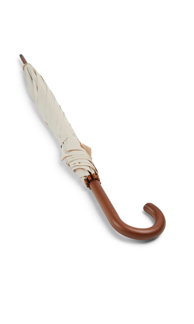 Walking Stick Umbrella with Beige Canopy and Crook Handle-Classy Walking Canes