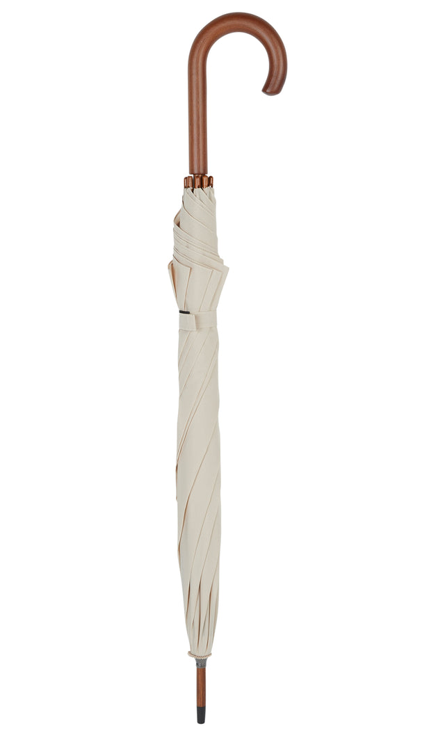 Walking Stick Umbrella with Beige Canopy and Crook Handle-Classy Walking Canes