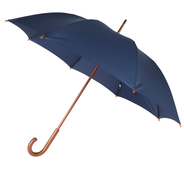 Walking Stick Umbrella with Blue Canopy and Crook Handle-Classy Walking Canes