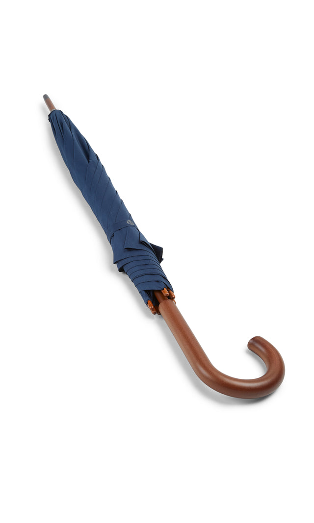 Walking Stick Umbrella with Blue Canopy and Crook Handle-Classy Walking Canes