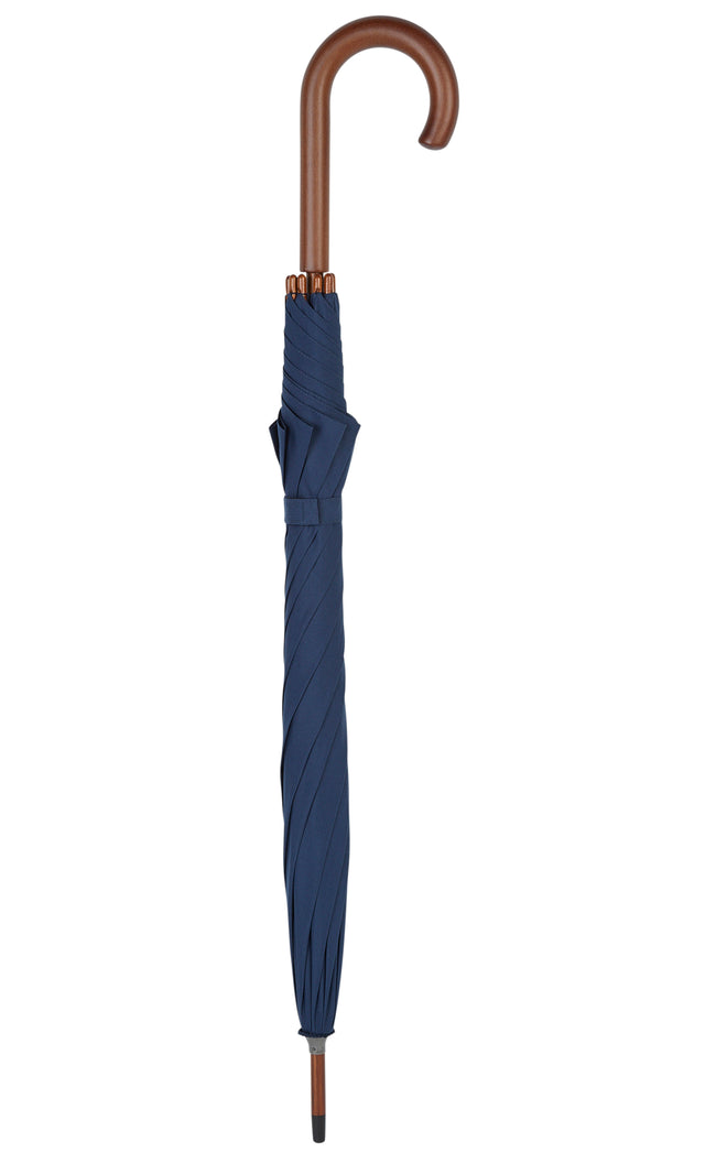Walking Stick Umbrella with Blue Canopy and Crook Handle-Classy Walking Canes