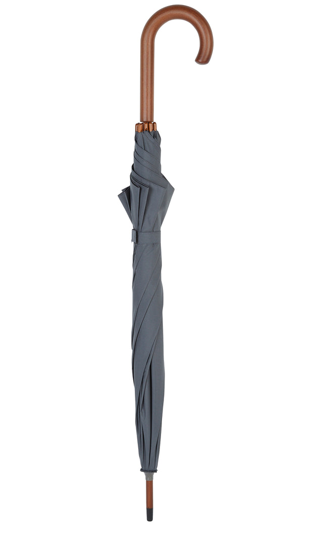 Walking Stick Umbrella with Grey Canopy and Crook Handle-Classy Walking Canes