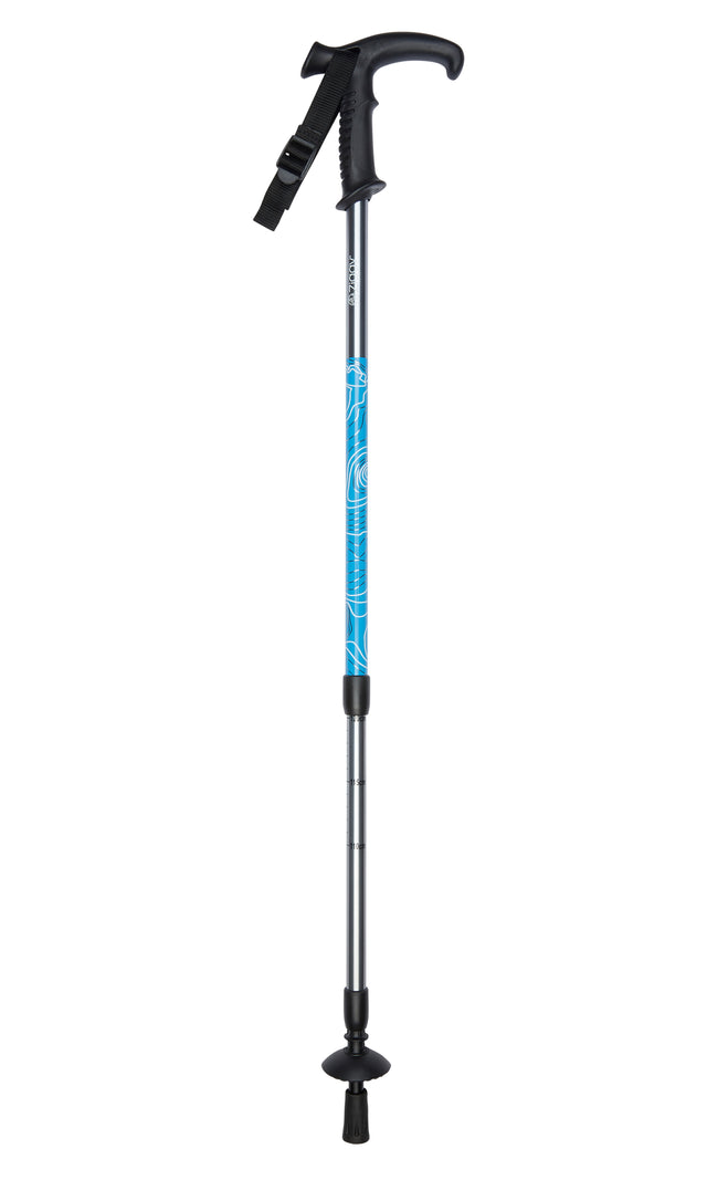 Ziggy Hiker and Walking Stick Handle Hiking Pole with Blue Contours Design-Classy Walking Canes