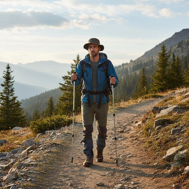 Ziggy Hiker and Walking Stick Handle Hiking Pole with Green Hilltops Design-Classy Walking Canes