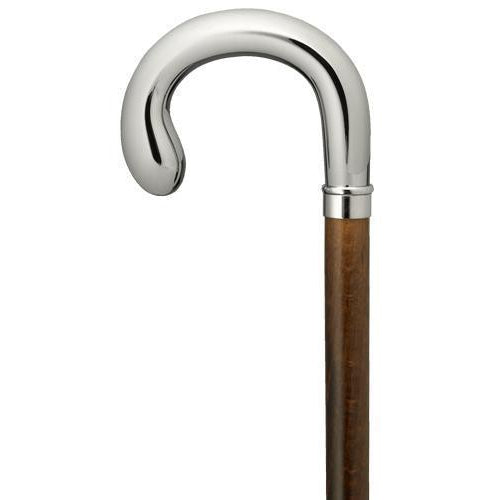 Chrome Crook Handle in Walnut Shaft-Classy Walking Canes