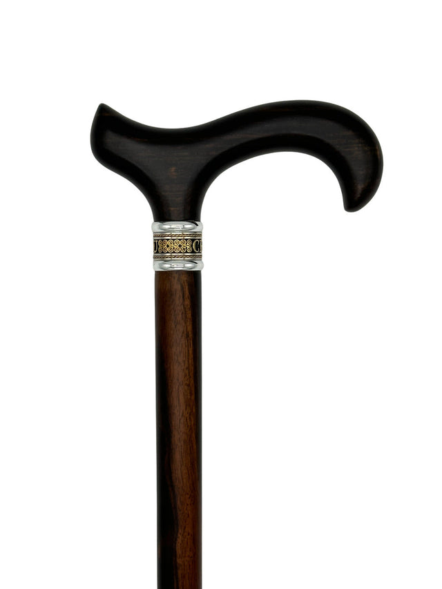 Classy Black Derby on Ebony Wood Shaft with Gentlemen Collar-Classy Walking Canes