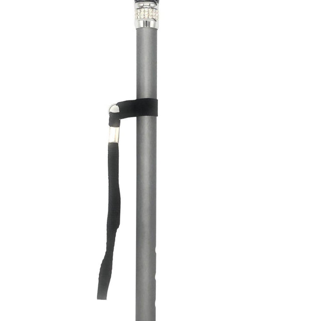 Classy Canes Adjustable Soft Silver Grey with Black Swirl Handle and Rhinestones-Classy Walking Canes