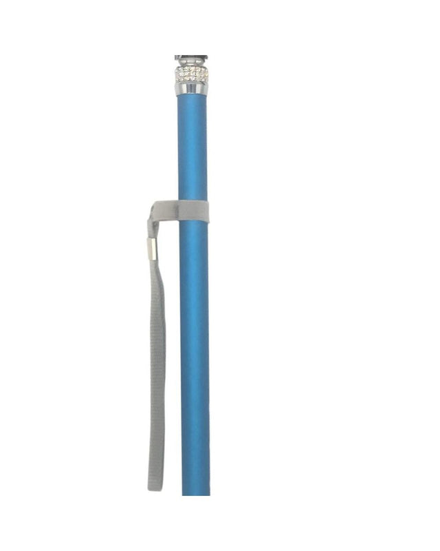Classy Canes Adjustable Turquoise Blue with Black Swirl Handle and Rhinestones-Classy Walking Canes