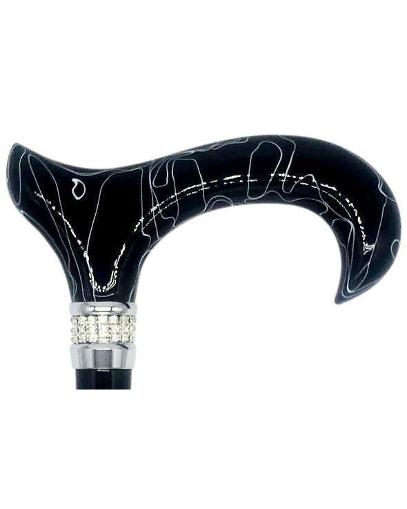 Classy Walking Canes Adjustable Elegant Black With Rhinestone Collar-Classy Walking Canes