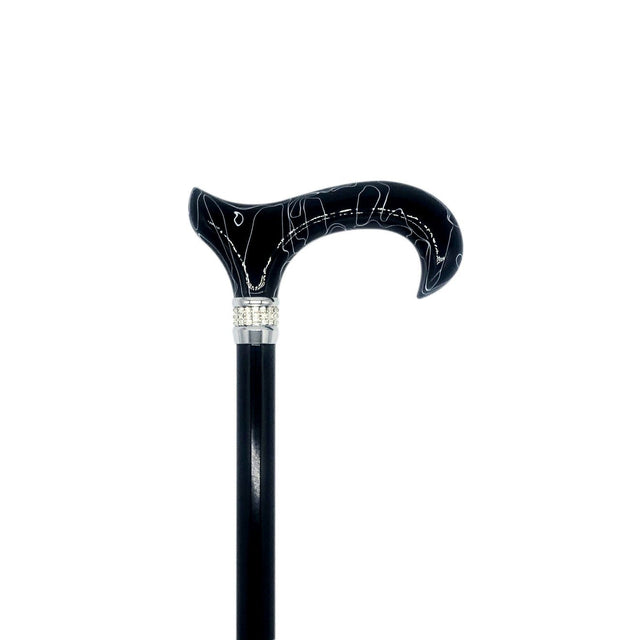 Classy Walking Canes Adjustable Elegant Black With Rhinestone Collar-Classy Walking Canes