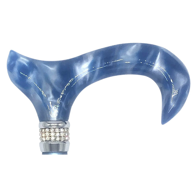 Classy Walking Canes Adjustable Elegant Blue with Rhinestone Collar-Classy Walking Canes