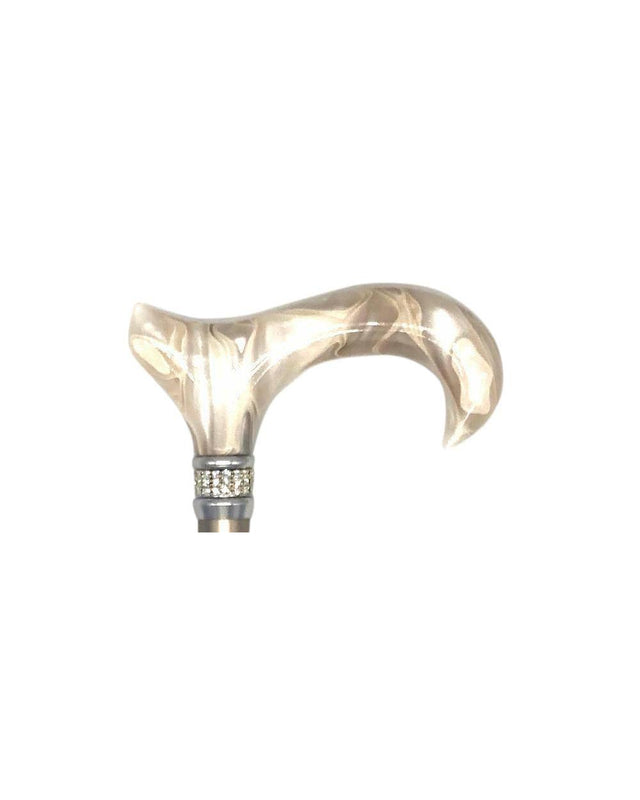 Classy Walking Canes Adjustable Elegant Cream White With Rhinestone Collar-Classy Walking Canes