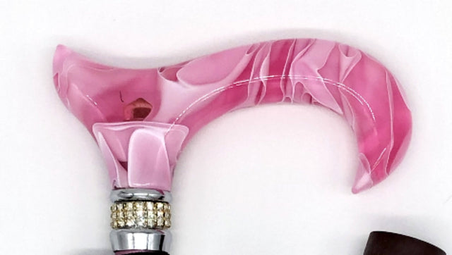 Classy Walking Canes Folding Pink Diamond and Pearls-Classy Walking Canes