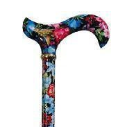 Tea Party in Black Floral with Derby Handle-Classy Walking Canes