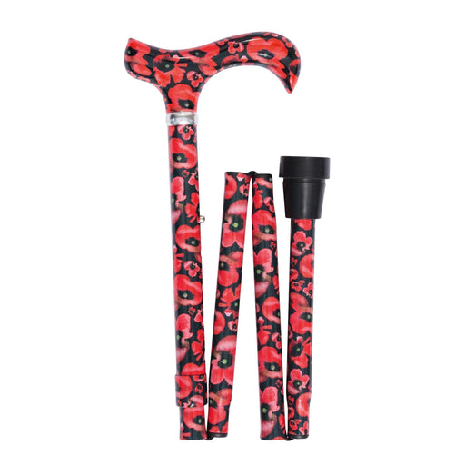 Classic Folding Cane British Wildflowers with Poppies-Classy Walking Canes