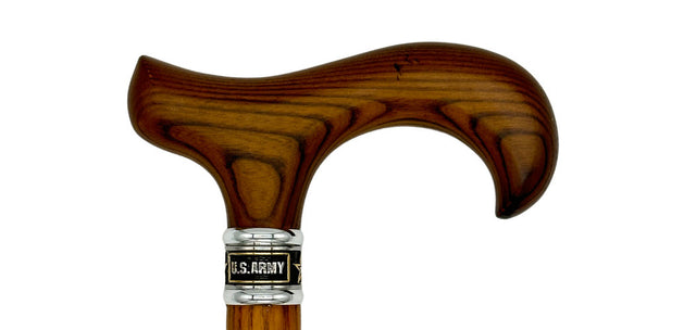 U.S. Army Collar on Natural Wood Shaft with Derby Handle-Classy Walking Canes