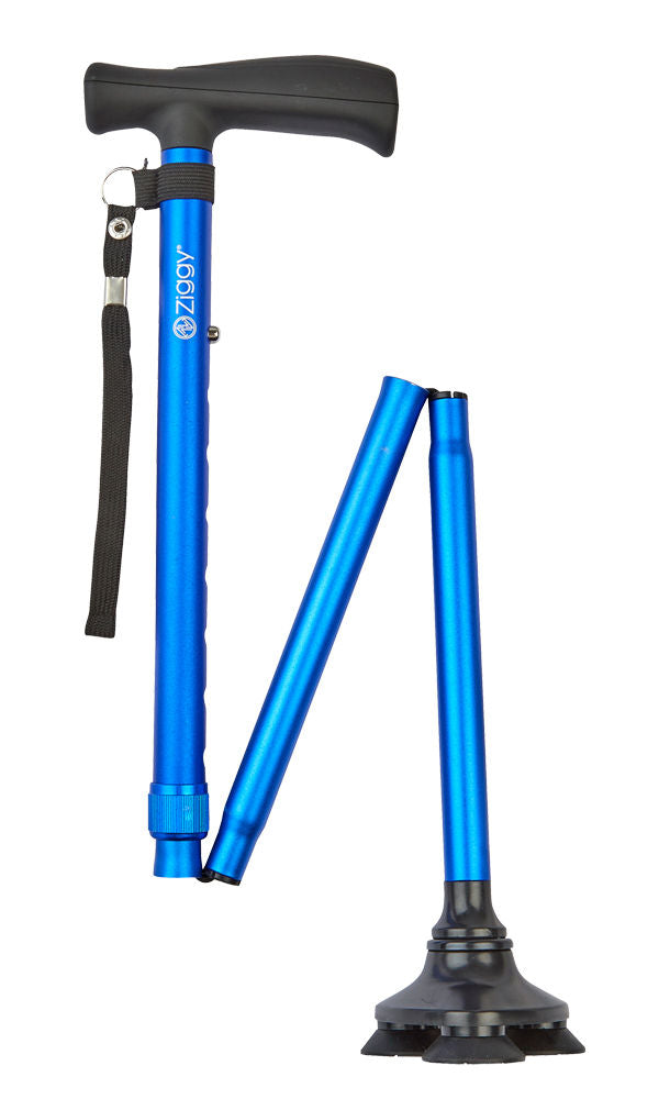 Ziggy Tribase Folding Stick in Blue-Classy Walking Canes