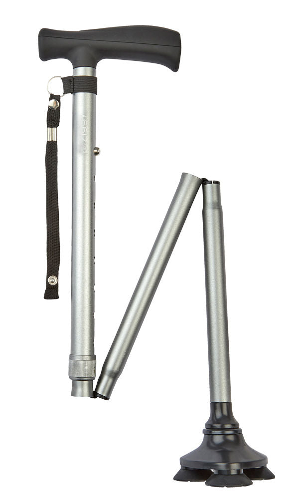 Ziggy Tribase Folding Stick in Grey-Classy Walking Canes