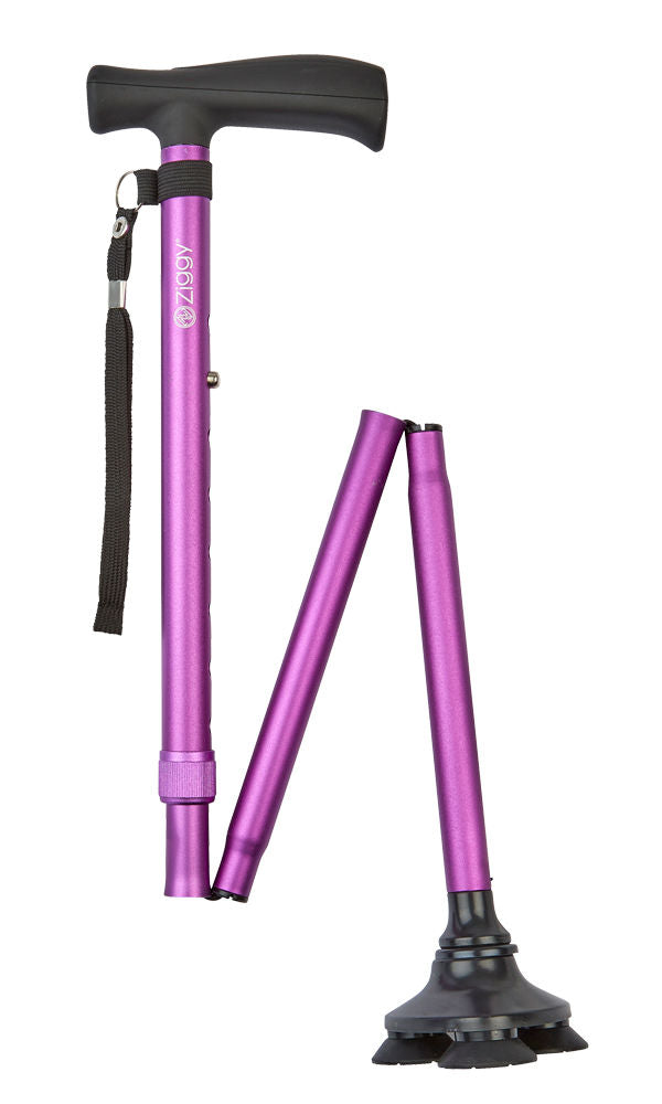Ziggy Tribase Folding Stick in Purple-Classy Walking Canes