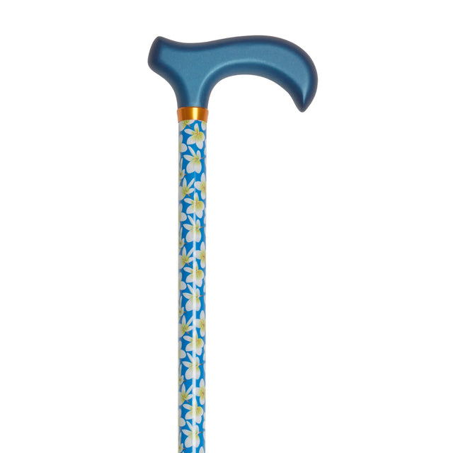 Blue Frangipani Adjustable Walking Cane