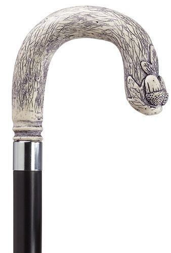 Acorn Crook with Black Shaft in Antique Scrimshaw-Classy Walking Canes