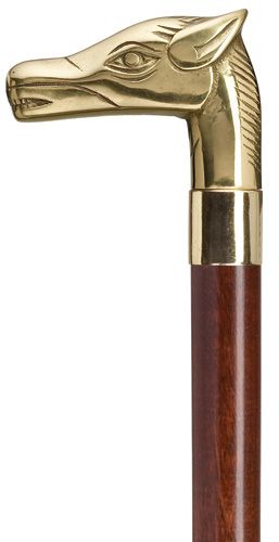 Solid Brass Horse Head with Walnut Shaft-Classy Walking Canes
