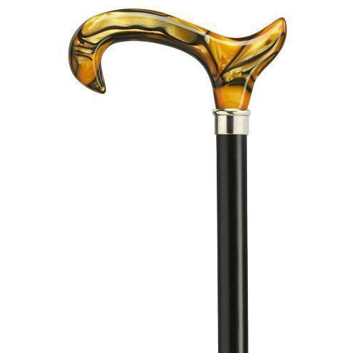 Marble Orange with Derby Handle-Classy Walking Canes