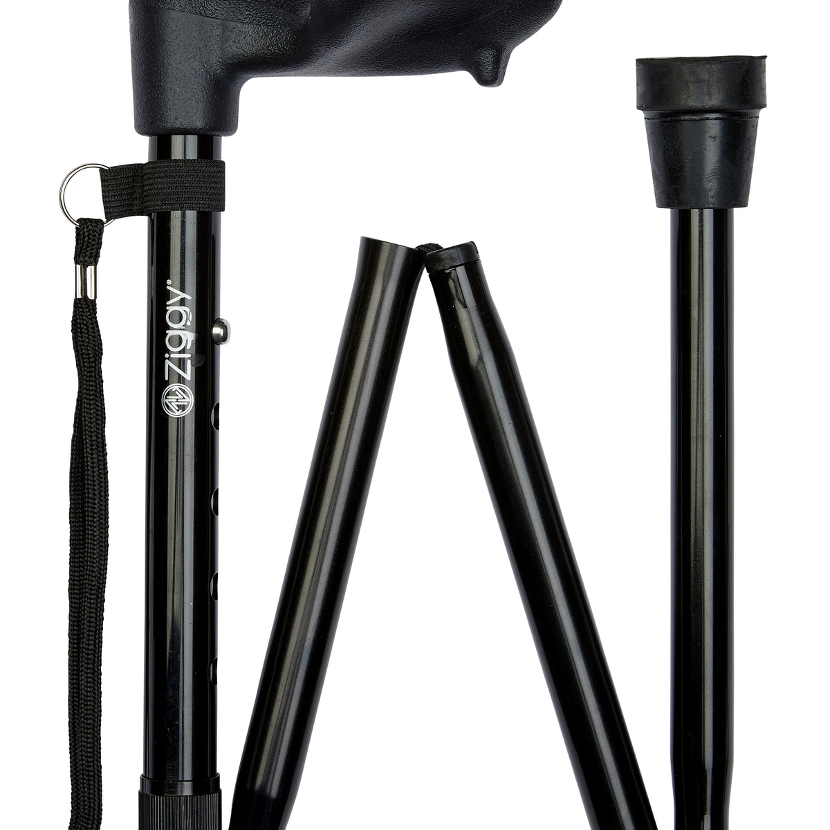 Black Anatomical Handle Folding Stick for Right Hand – Classy Walking Canes