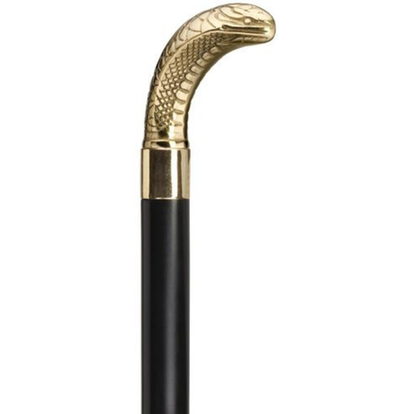 Brass King Cobra with Black Shaft-Classy Walking Canes