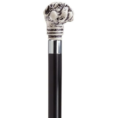 Bulldog with Black Shaft in Antique Scrimshaw-Classy Walking Canes