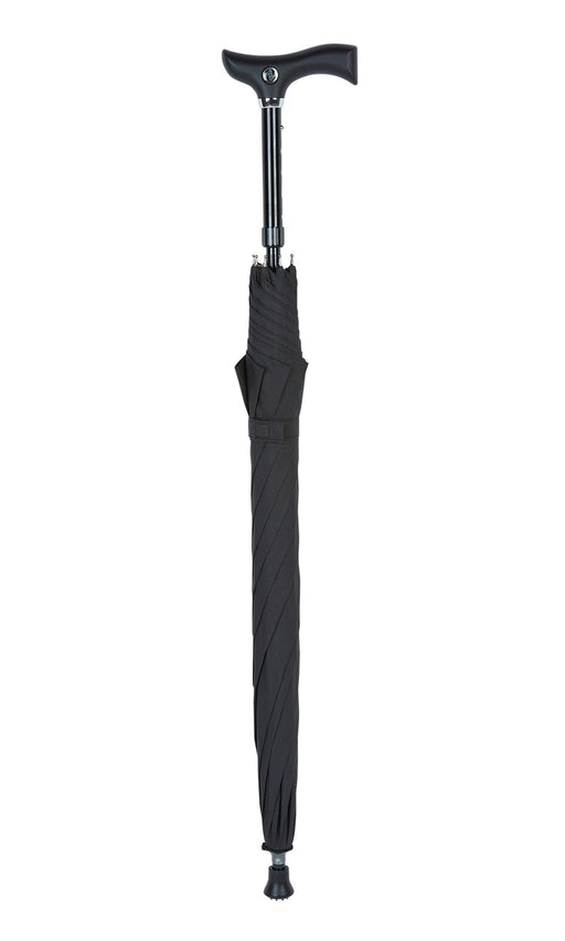 Walking Stick Umbrella with Black Canopy and Fritz Handle-Classy Walking Canes