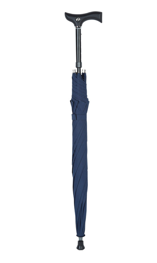 Walking Stick Umbrella with Blue Canopy and Fritz Handle-Classy Walking Canes