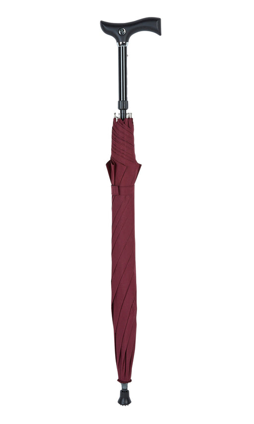 Walking Stick Umbrella with Burgundy Canopy and Fritz Handle-Classy Walking Canes
