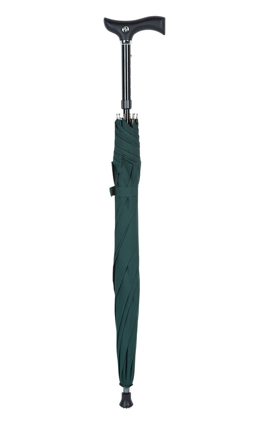 Walking Stick Umbrella with Green Canopy and Fritz Handle-Classy Walking Canes