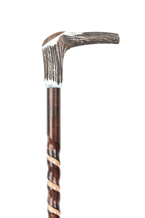 Staghorn Handle on a Spiral Beechwood Shaft-Classy Walking Canes