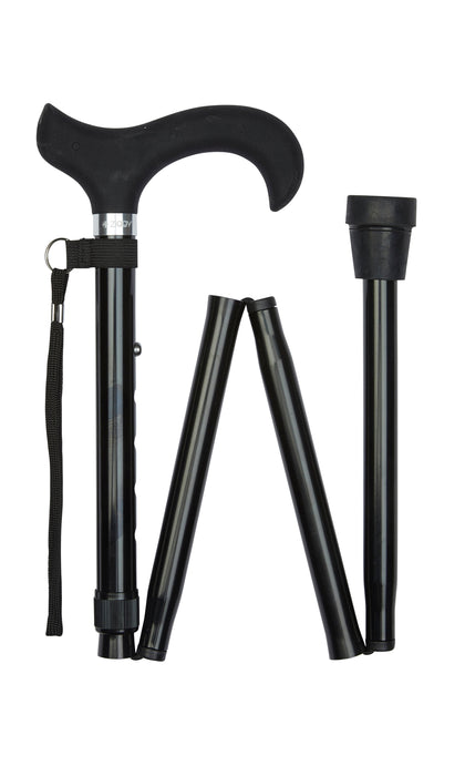 Folding Cane in Black with Silicone Handle-Classy Walking Canes
