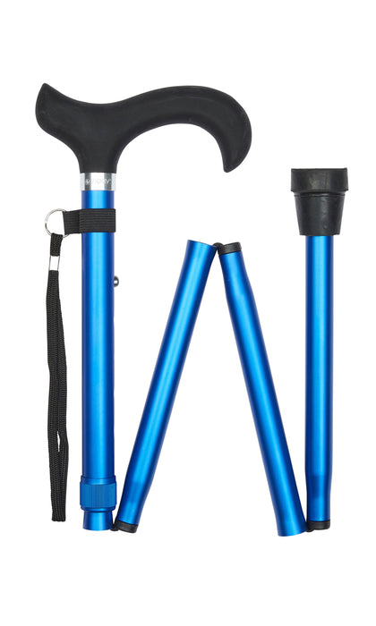 Folding Cane in Blue with Silicone Handle-Classy Walking Canes