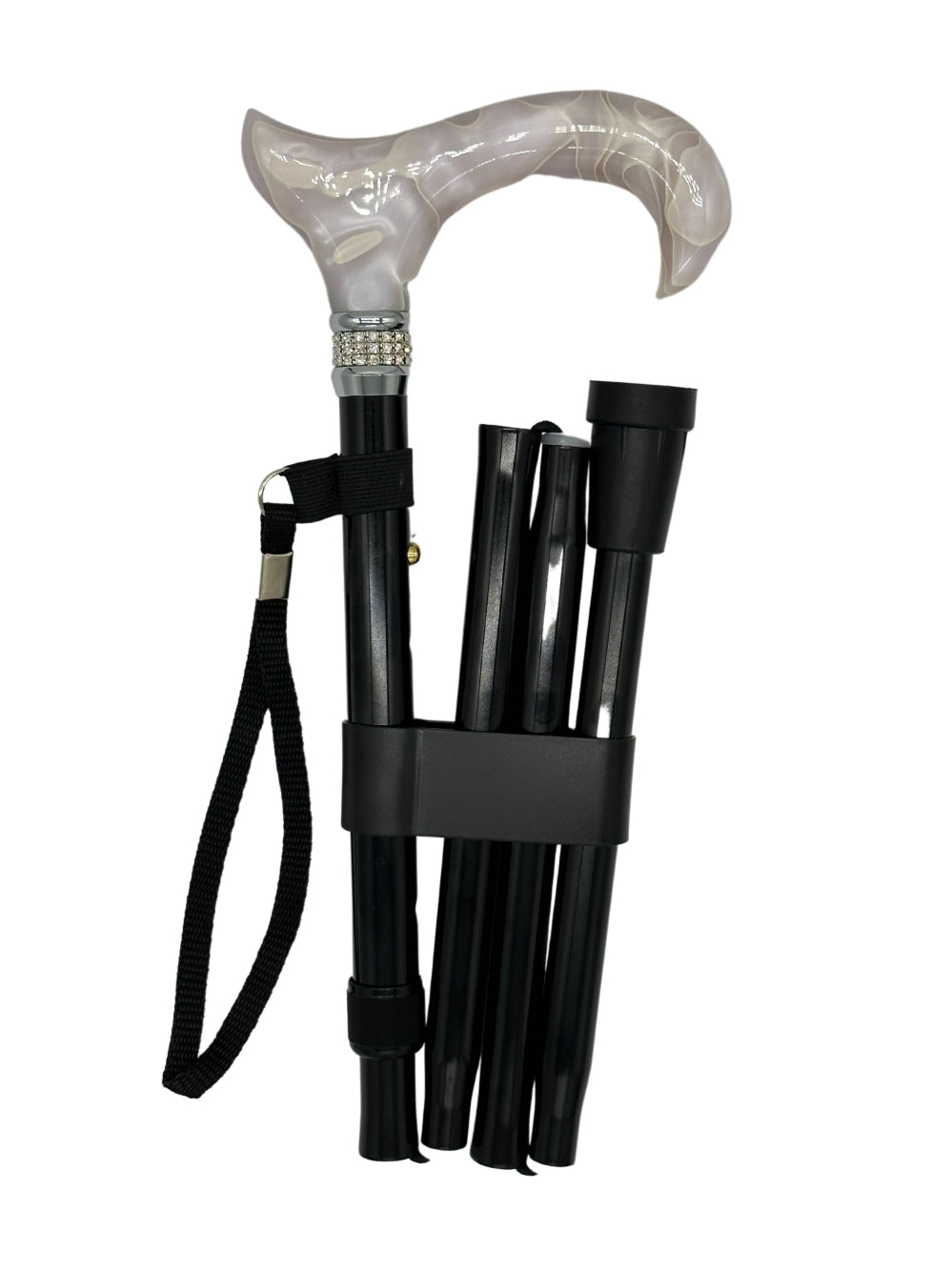 Classy Walking Canes Folding Black and White with Rhinestones