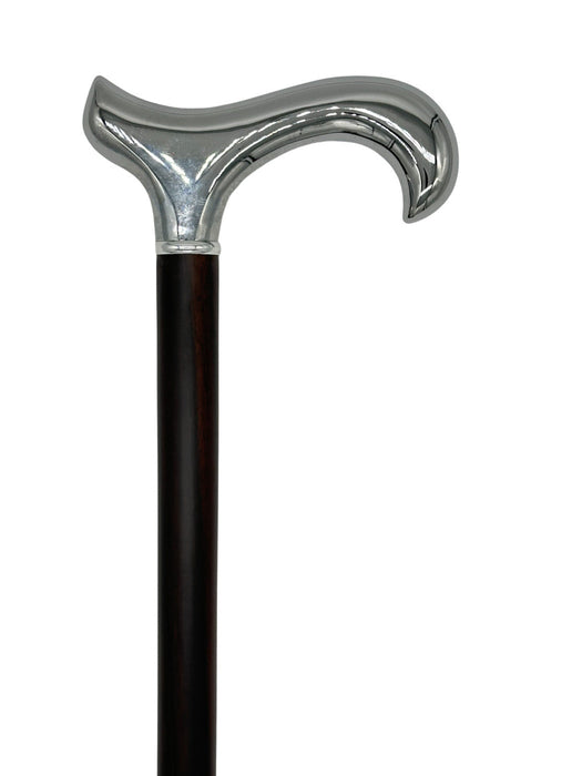 Classy Canes Chrome Plated Derby Handle on a Beautiful Solid Ebony Woo