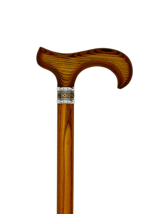 Bastones con clase Derby mango en eje de madera natural con cuello de caballero-bastones con clase para caminar