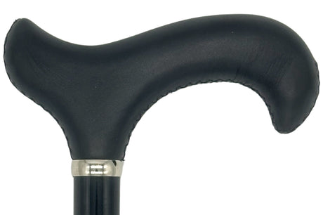 Classy Cane with Black Derby Handle in Italian Leather-Classy Walking Canes