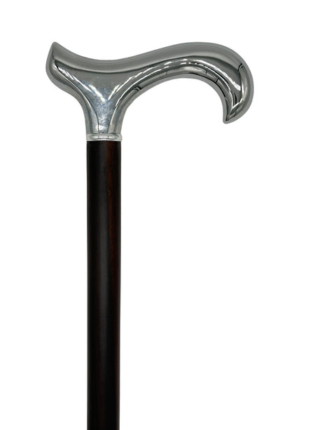 Classy Canes Chrome Plated Derby Handle on a Solid Ebony Wood Shaft-Classy Walking Canes