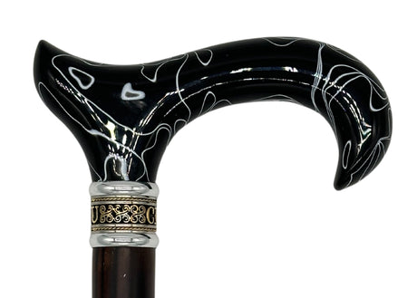 Classy Canes Swirl Handle on Ebony Wood Shaft with Gentlemen's Collar-Classy Walking Canes