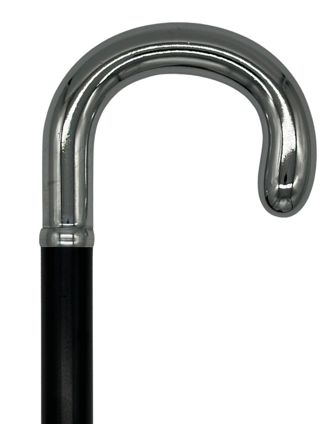 Classy Chrome Crook Handle with Adjustable Shaft from Italy-Classy Walking Canes