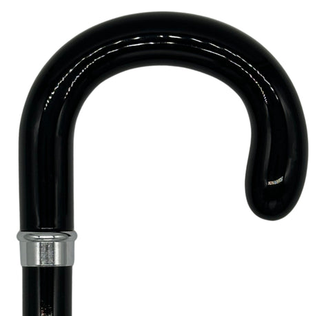 Classy Crook Handle Walking Cane in Black from Italy-Classy Walking Canes