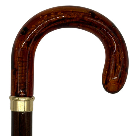 Classy Crook Handle Walking Cane in Tortoise Shell Effect from Italy-Classy Walking Canes