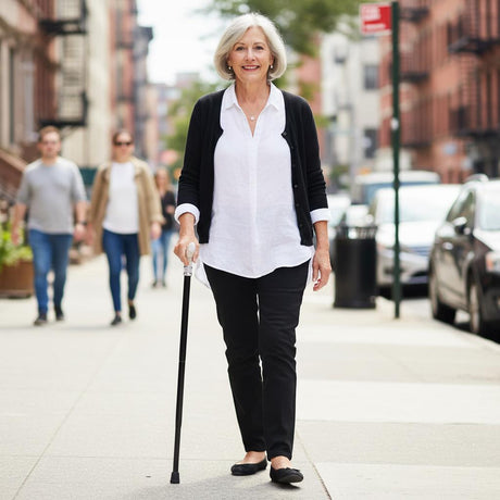 Classy Walking Canes Adjustable Elegant Black and White Rhinestone Collar-Classy Walking Canes