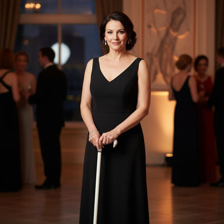 Classy Walking Canes Adjustable Elegant Shinny White with Rhinestone Collar-Classy Walking Canes