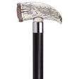Embossed Whale Tooth with Black Shaft in Antique Scrimshaw-Classy Walking Canes