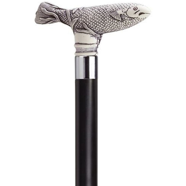 Fish with Black Shaft in Antique Scrimshaw-Classy Walking Canes
